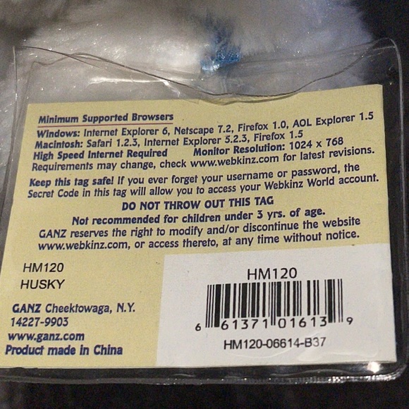 WEBKINZ Ganz HUSKY RETIRED HM120 w/hang & but Tag No Code plush stuffed animal - Picture 13 of 13